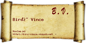 Biró Vince névjegykártya